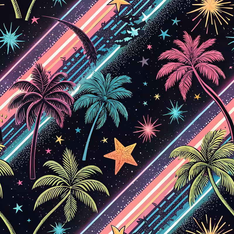 Ultra-Maximalist Neon Vaporwave Pattern