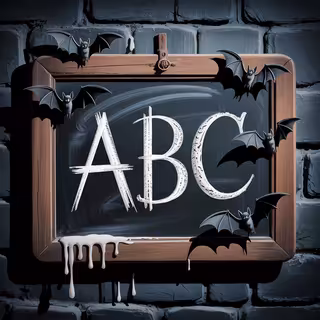 Chalkboard with ABC and Halloween Details