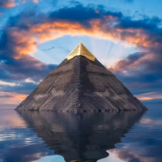 Floating Ancient Pyramid at Sunrise