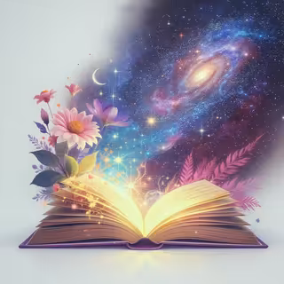 Magical Open Book with Dreamy Galaxy