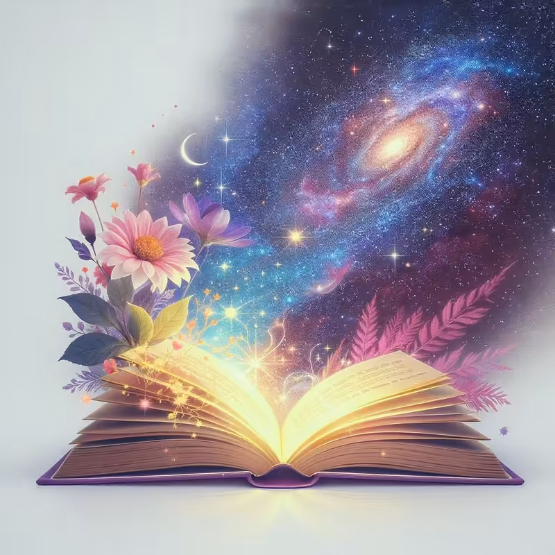 Magical Open Book with Dreamy Galaxy