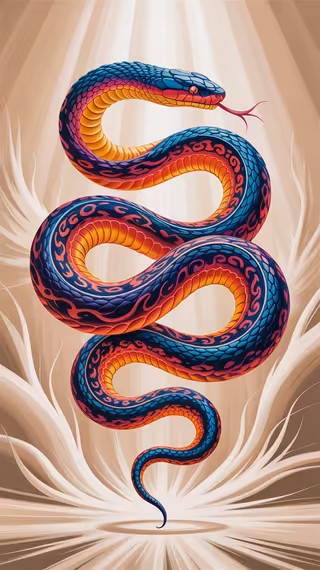 Vibrant Coiled Snake with Gradient Colors