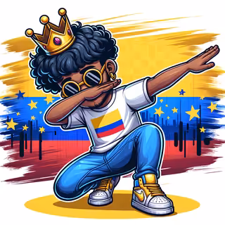Cartoon Hispanic Dab with Colombian Flag