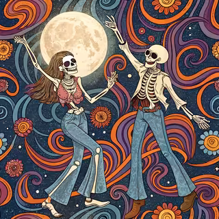 Funky Skeleton Couple Disco Pose