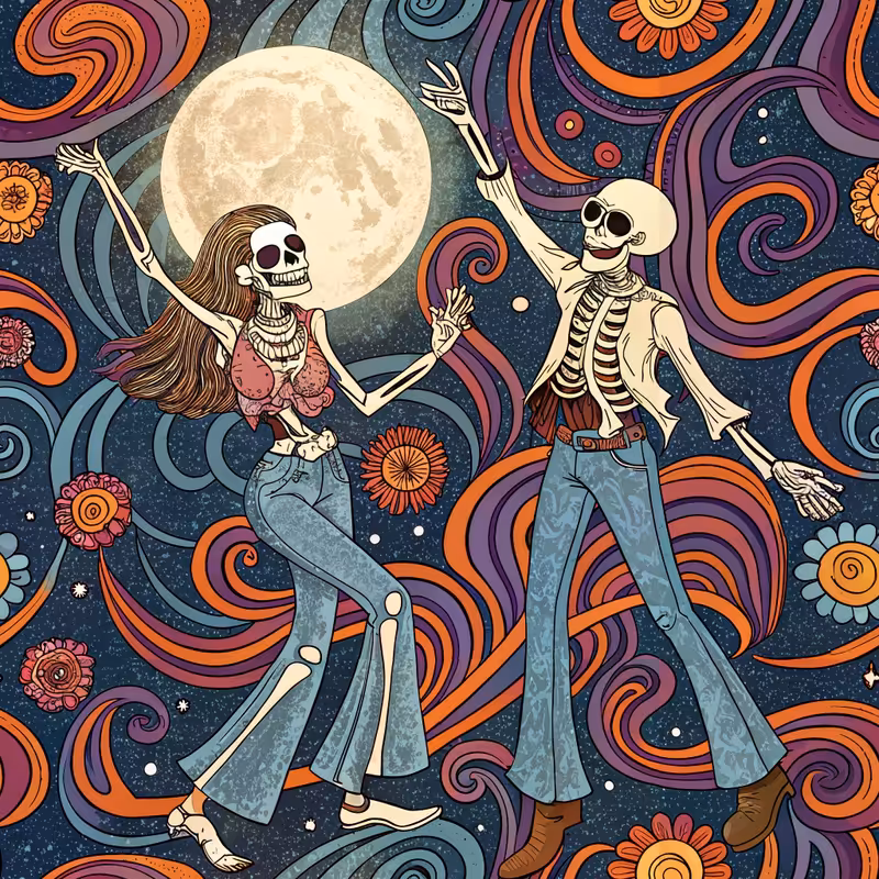Funky Skeleton Couple Disco Pose