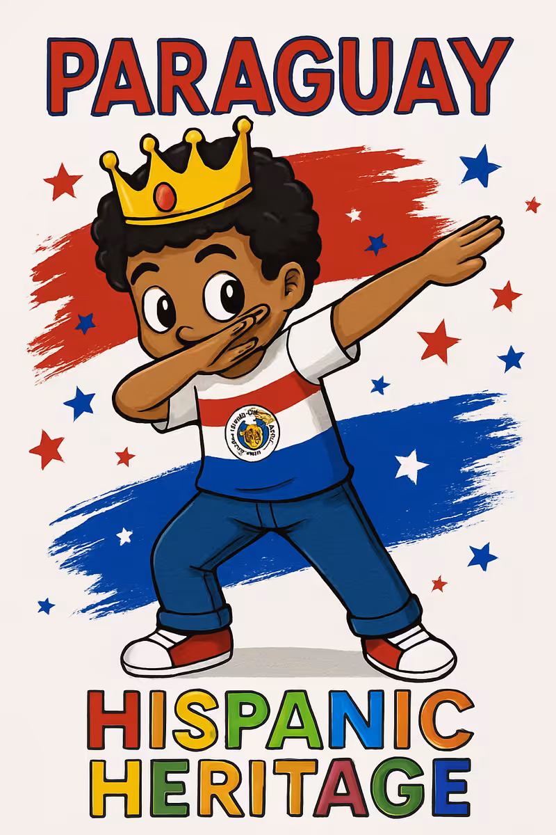 Cartoon Hispanic Dab with Paraguay Flag