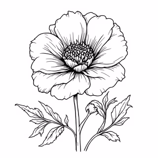 Elegant Marigold Line Drawing