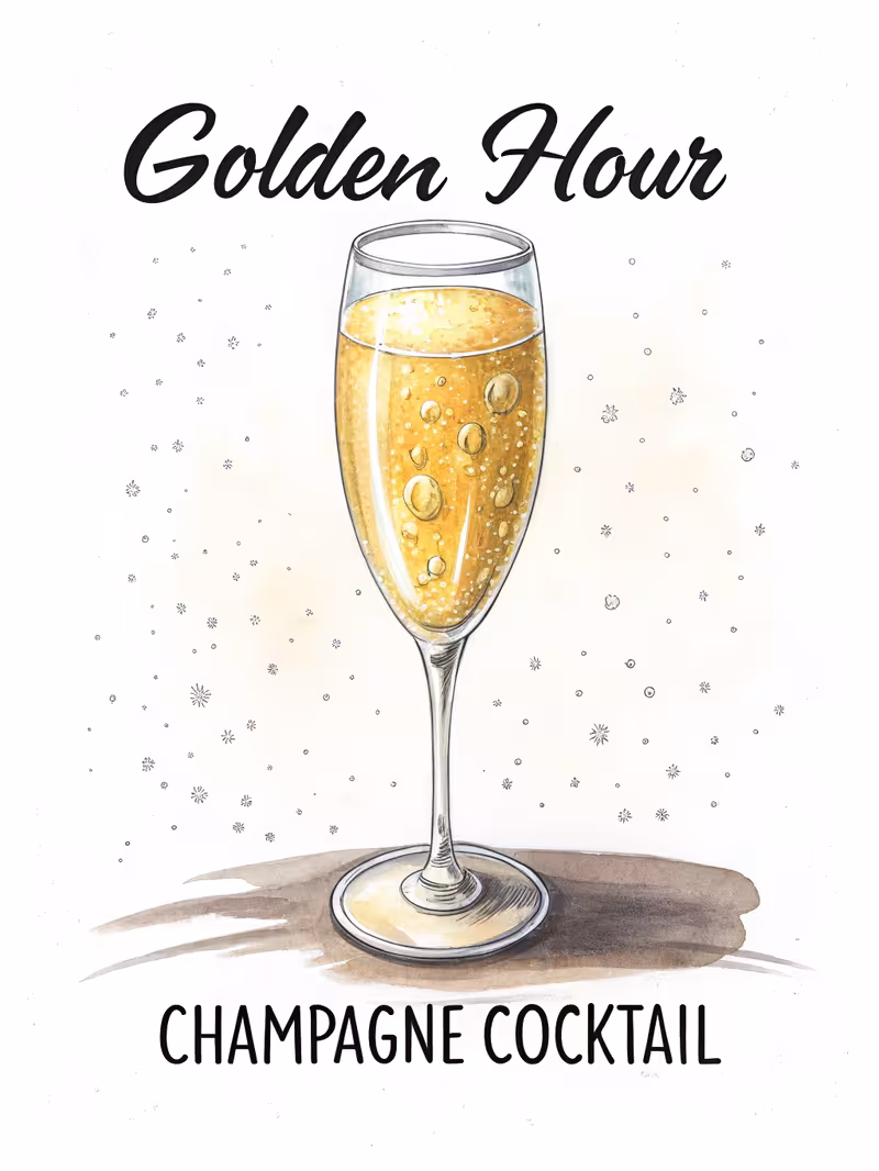 Elegant Watercolor Champagne Flute