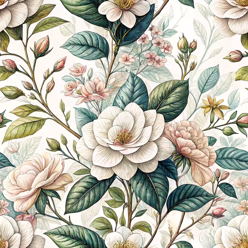 Vibrant Gardenia Floral Illustration
