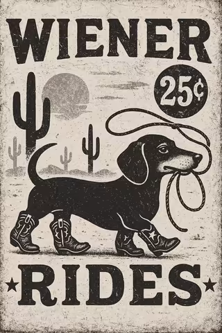 Vintage Dachshund Cowboy Artwork