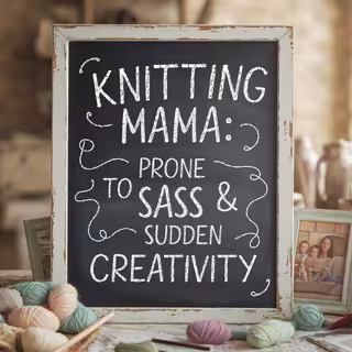 Knitting Mama Chalkboard Design