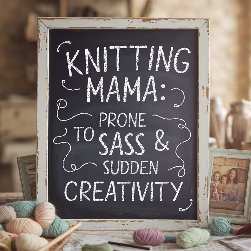 Knitting Mama Chalkboard Design