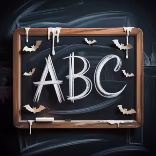 Chalkboard with ABC and Halloween Details
