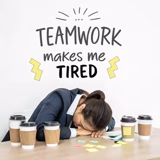 Exhausted Person with Coffee and Notes