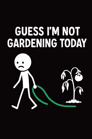 Stick Figure Dragging Garden Hose