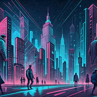 Cyberpunk City Neon Pattern
