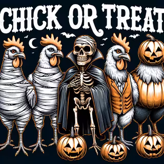 Chickens in Halloween Costumes