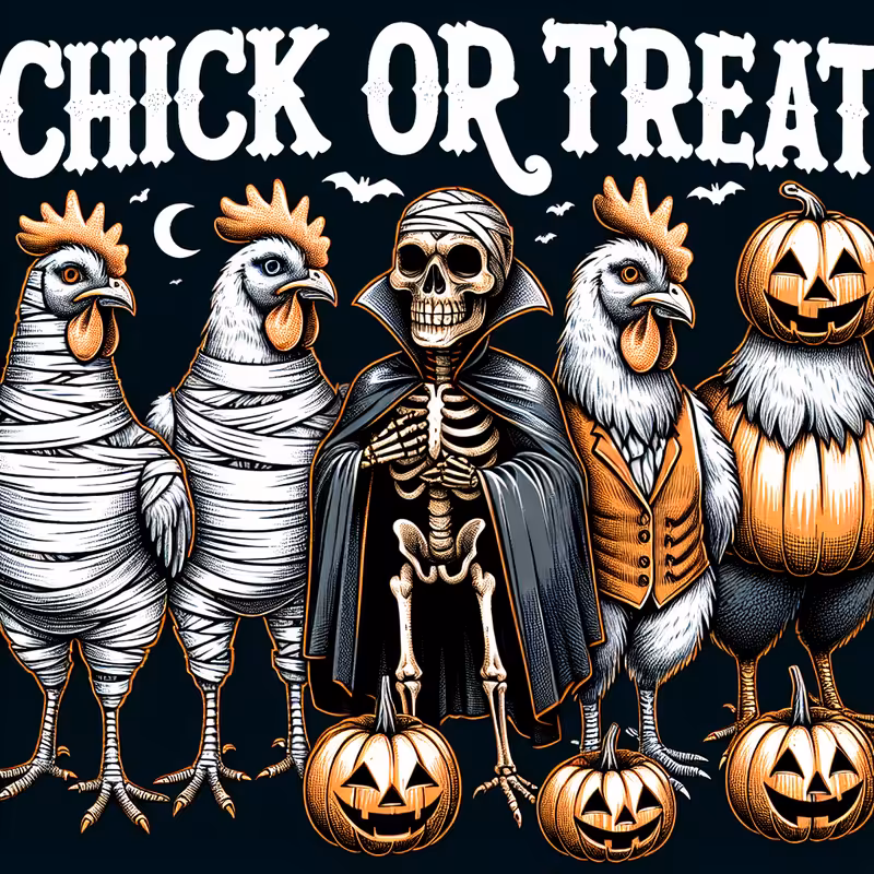 Chickens in Halloween Costumes