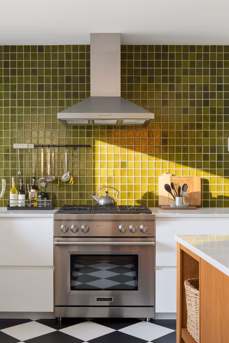 Modern Kitchen with Green Backsplash