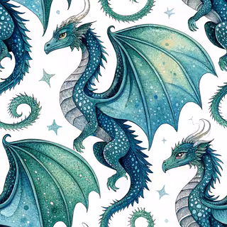 Majestic Watercolor Dragons