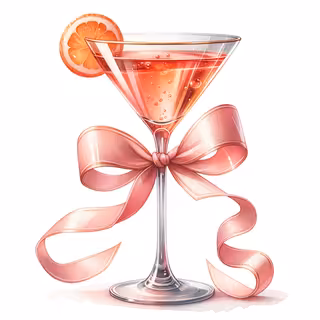 Watercolor Martini Cocktail Glass Clipart