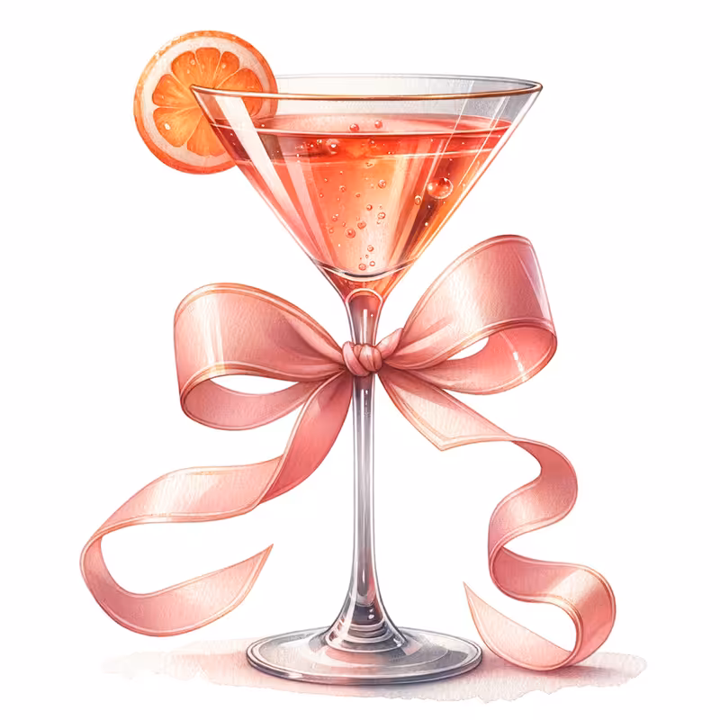 Watercolor Martini Cocktail Glass Clipart