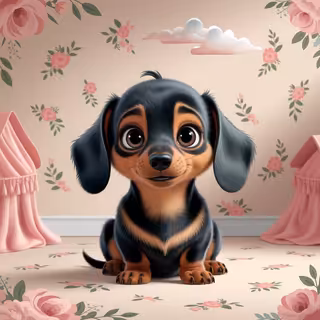 Cute Animated Baby Dachshund Art