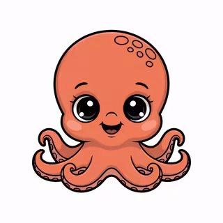 Cute Animated Baby Octopus Art