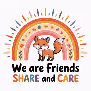 Whimsical Fox with Rainbow Illustration