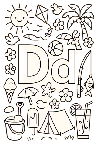 Summer Dd Letter Coloring Page