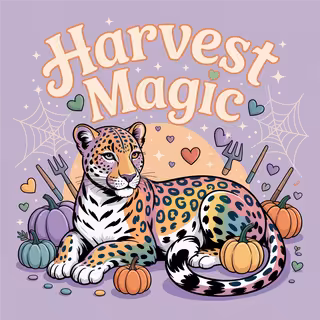 Pastel Leopard Harvest Illustration