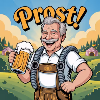 Cheerful Oktoberfest RV Traveler Cartoon