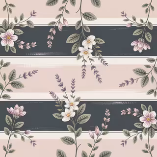Vintage Striped Floral Wallpaper