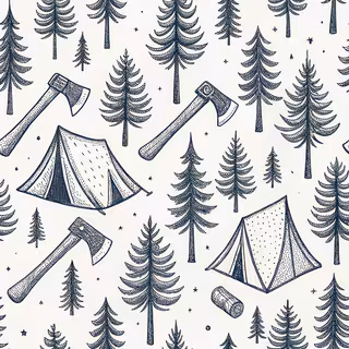 Minimal Line-Art Forest Survival Design