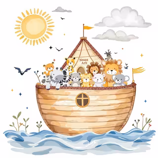 Watercolor Noah's Ark Baby Clipart
