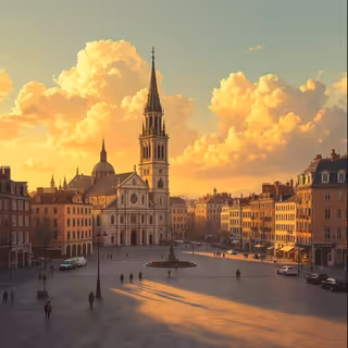 Sunlit Cathedral in Warm Afternoon