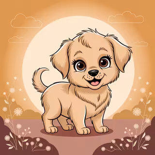 Animated Baby Golden Retriever Art