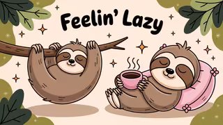 Cute Cartoon Sloth Illustration Set