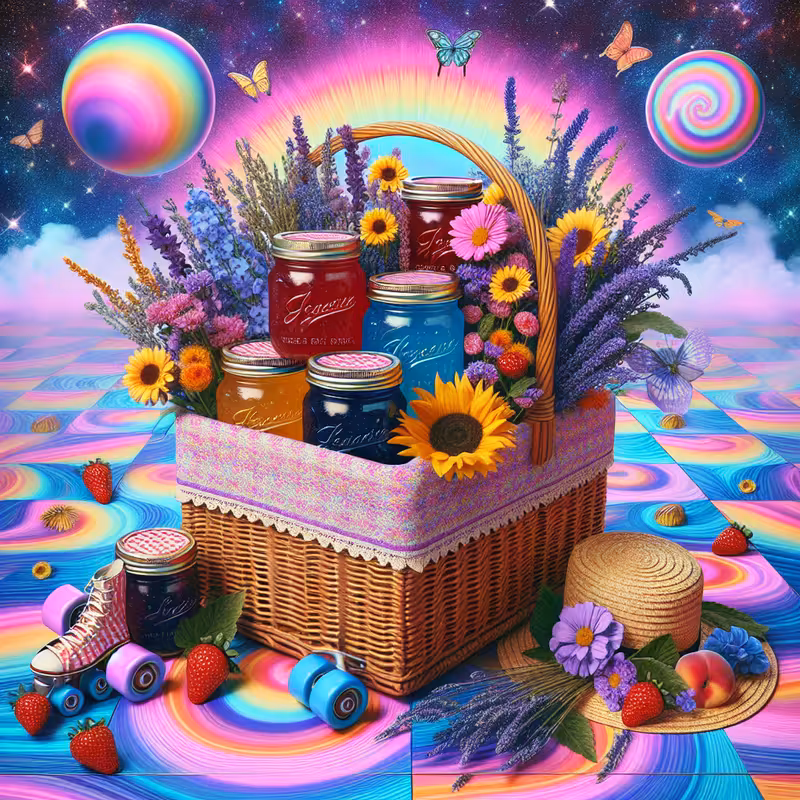 Neon Cottagecore Picnic Basket Design