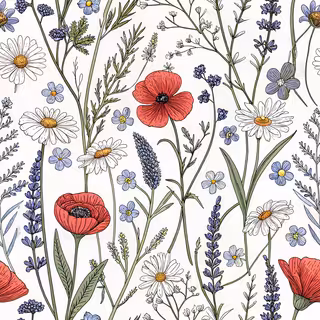 Wildflower Line Art Pattern