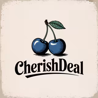 Vintage Cherishdeal Logo with Blue Cherries
