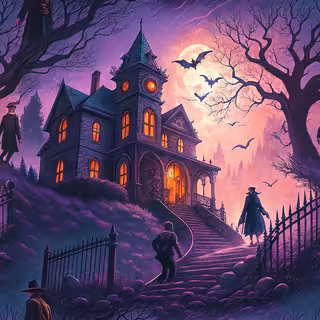 Cyberpunk Haunted Victorian Mansion