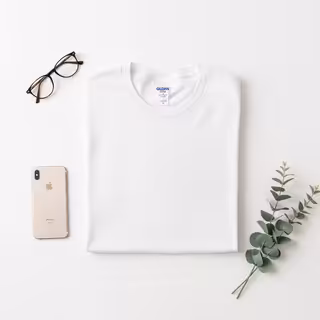 White Gildan 5000 T-shirt Flat Lay
