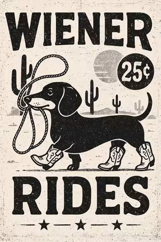 Vintage Dachshund Cowboy Artwork