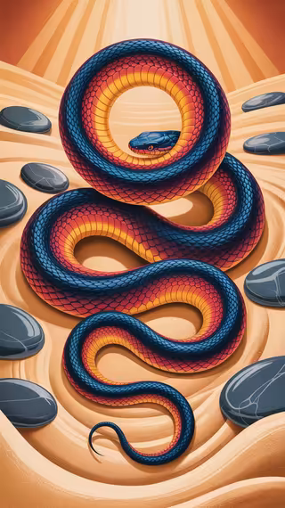 Vibrant Coiled Snake with Gradient Colors