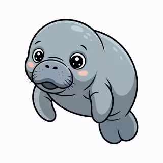 Cute Animated Nursery Manatee Art