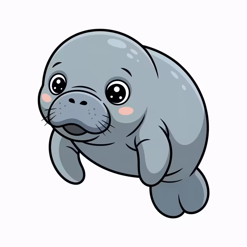 Cute Animated Nursery Manatee Art