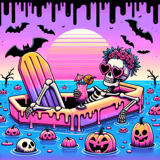 Spooky Summer Rave Skeleton Illustration