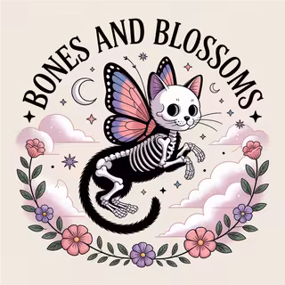 Skeleton Cat with Butterfly Wings