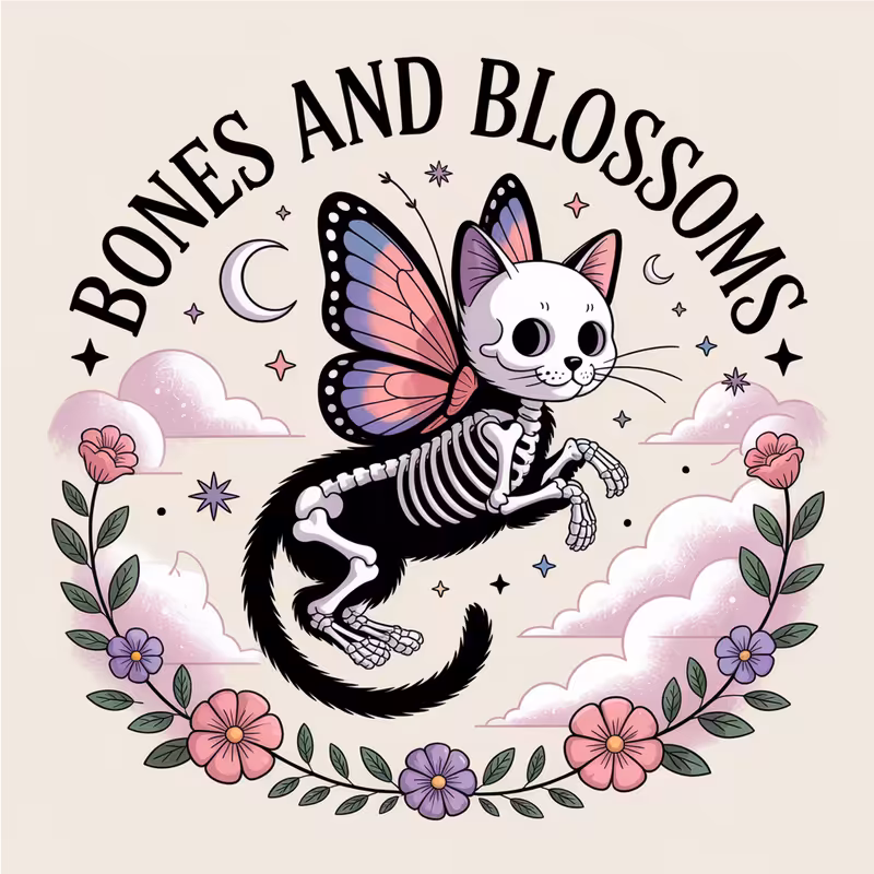 Skeleton Cat with Butterfly Wings